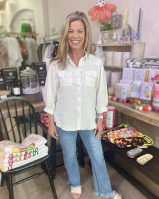 Ivy Jane White Snap Linen
