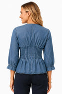 John Mark Denim Zip Front Top