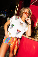 Queen of Sparkles Sugar Skull Flower Tee