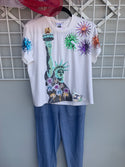 Queen of Sparkles White Firework Lady Liberty Tee