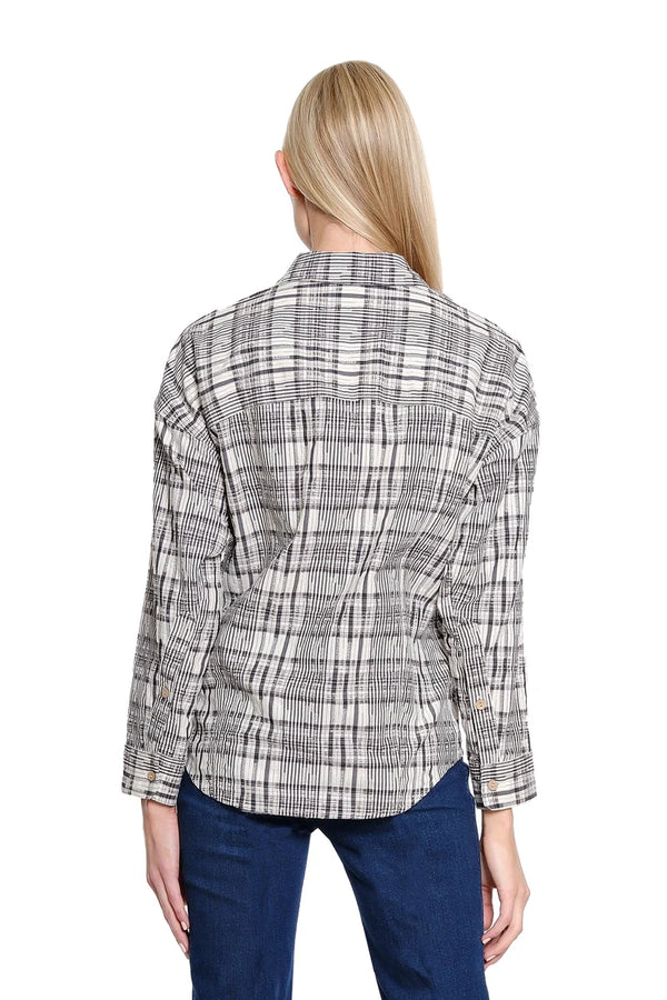 Tru Luxe Inked Plaid Top
