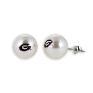 Georgia Logo Pearl Stud Earrings