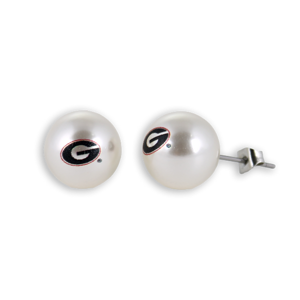 Georgia Logo Pearl Stud Earrings