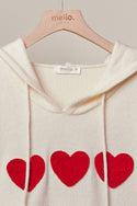 Heart Striped Sweater with Hoodie