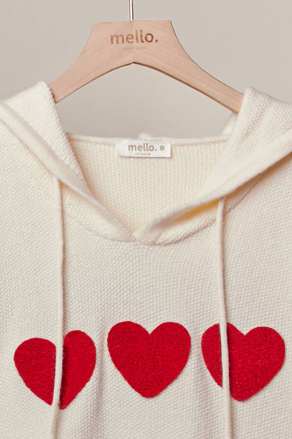 Heart Striped Sweater with Hoodie