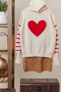 Heart Striped Sweater with Hoodie
