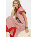Embroidered Stripe Dress