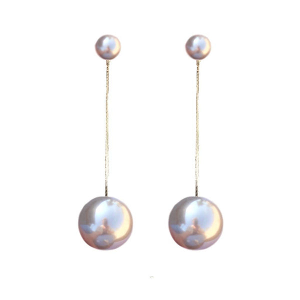 Gray Swinging Pearl Statement Drop Earrings