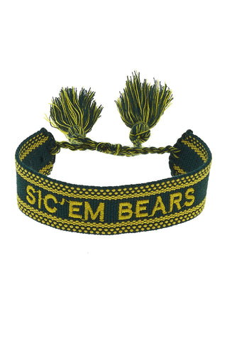 Baylor Bears Woven Tassel Bracelet in Green