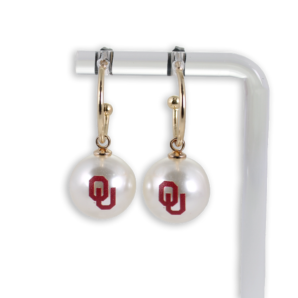 Oklahoma Pearl Logo Hoop Earrings