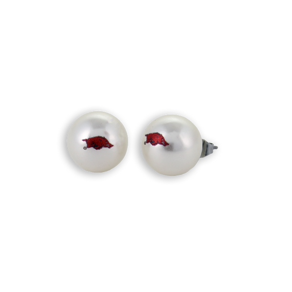 Arkansas Logo Pearl Stud Earrings