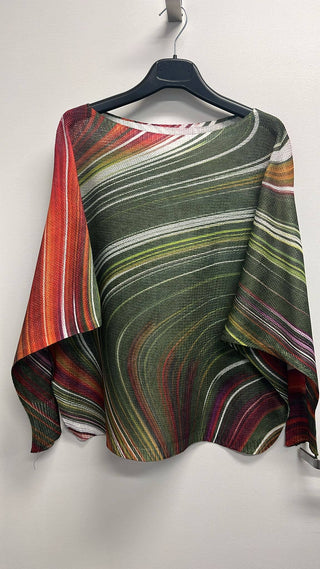 OLIVE Wavy Round Neck Knit Printed Sweater