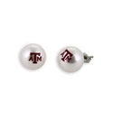 Texas A&M Logo Pearl Stud Earrings