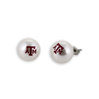 Texas A&M Logo Pearl Stud Earrings