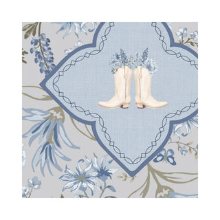 Bluebonnet Trails Mahjong Mat | Texas Floral Blue Boots