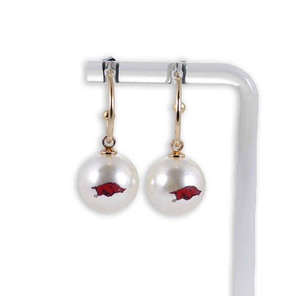 Arkansas Pearl Logo Hoop Earrings