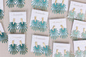 Dark Turquoise Sunburst Statement Drop Earrings