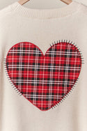 Stitch Heart Accent V Neck Knit Cardigan