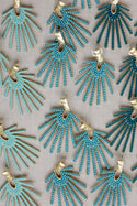 Dark Turquoise Sunburst Statement Drop Earrings