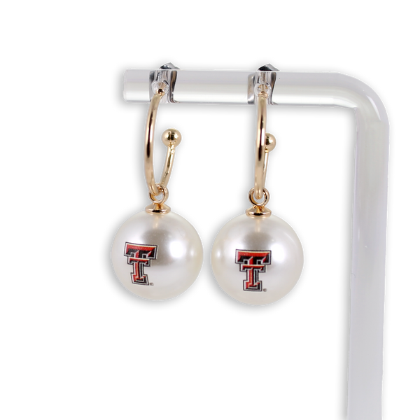 Texas Tech Pearl Logo Hoop Earrings