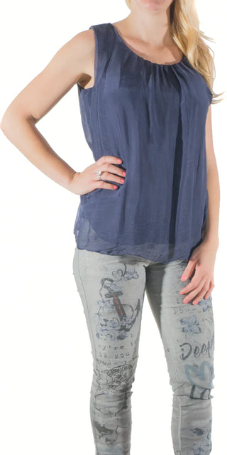 Buy navy Gigi Moda Aella Silk Tank