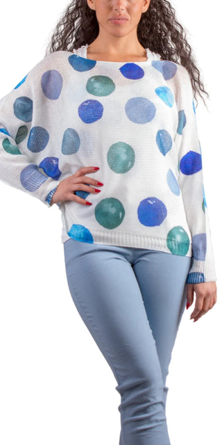 Buy white-blue-dot Gigi Moda Donatella Dot Sweater