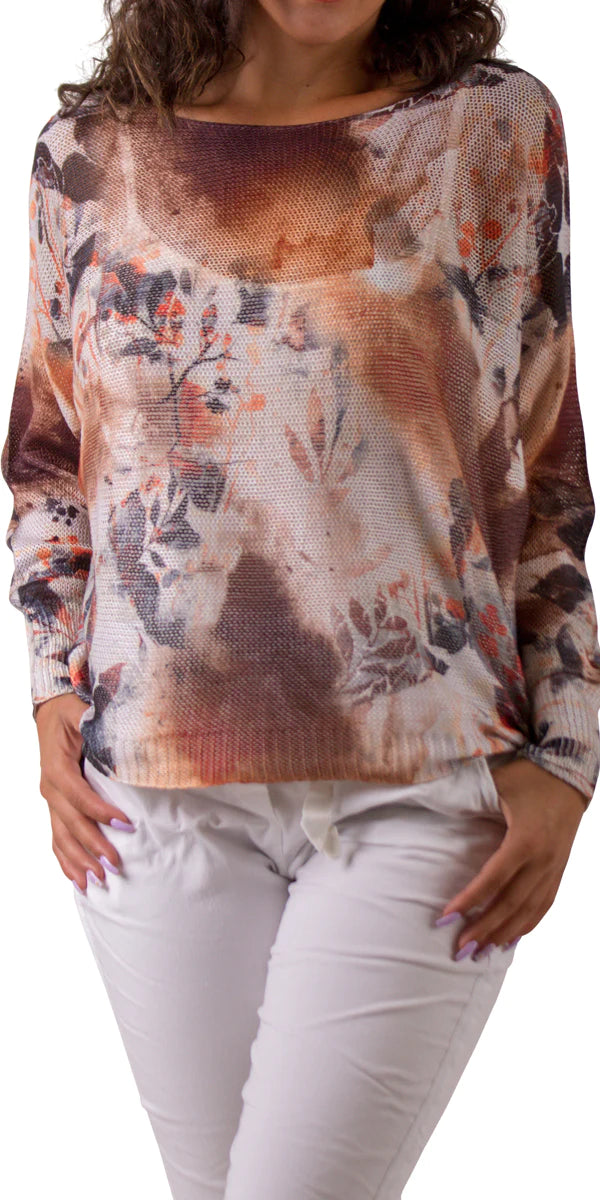 Gigi Moda Donatella Sweater with Abstract Floral Print