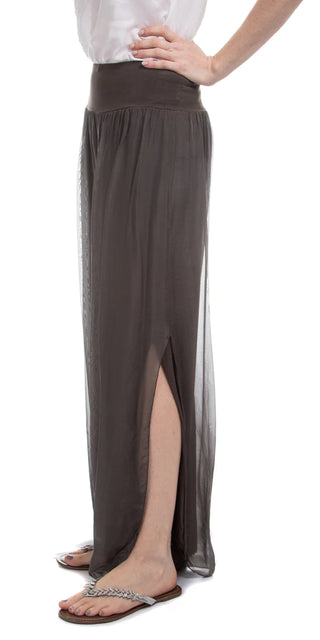 Buy chocolate Gigi Moda Jasmin Slit Silk Pant