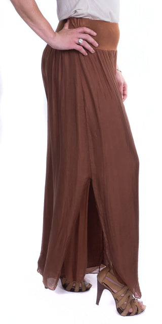 Buy rust Gigi Moda Jasmin Slit Silk Pant