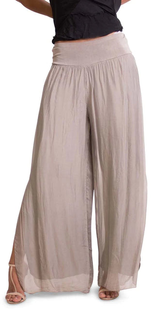Buy taupe Gigi Moda Jasmin Slit Silk Pant
