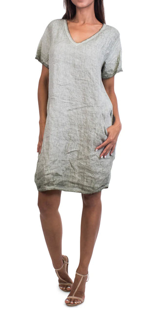 Buy olive Gigi Moda Perla Linen Dress