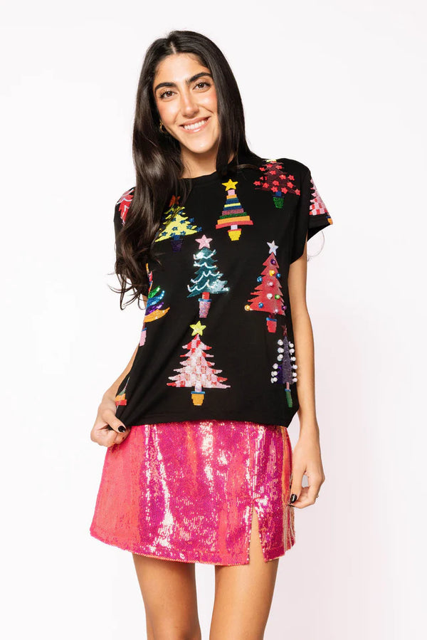 Queen of Sparkles Colorblock Trees Tee