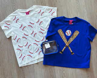 Queen of Sparkles Royal and Gold Baseball Tee