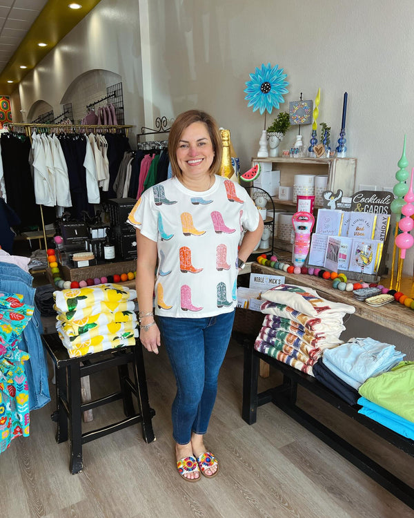 Queen of  Sparkles Cowboy Boot Tee