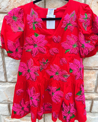 Queen of Sparkles poinsettia dress