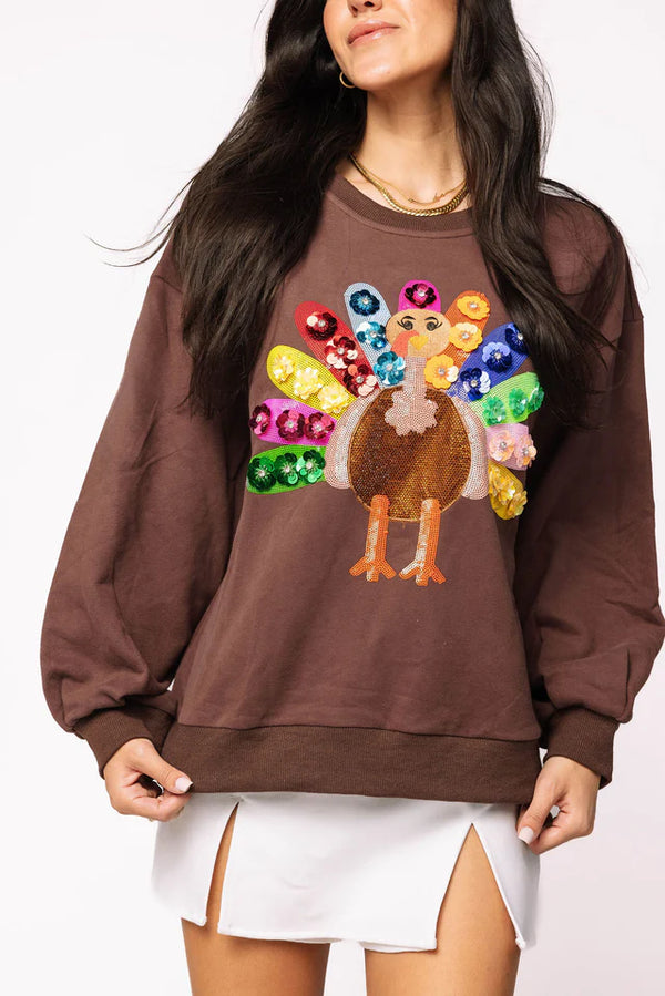 Queen of Sparkles Flower Turkey Sweatshirt
