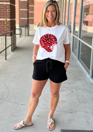 Queen of Sparkles Red & White Helmet Tee