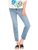 Tru Luxe Embroidered Scallop Hem Jean