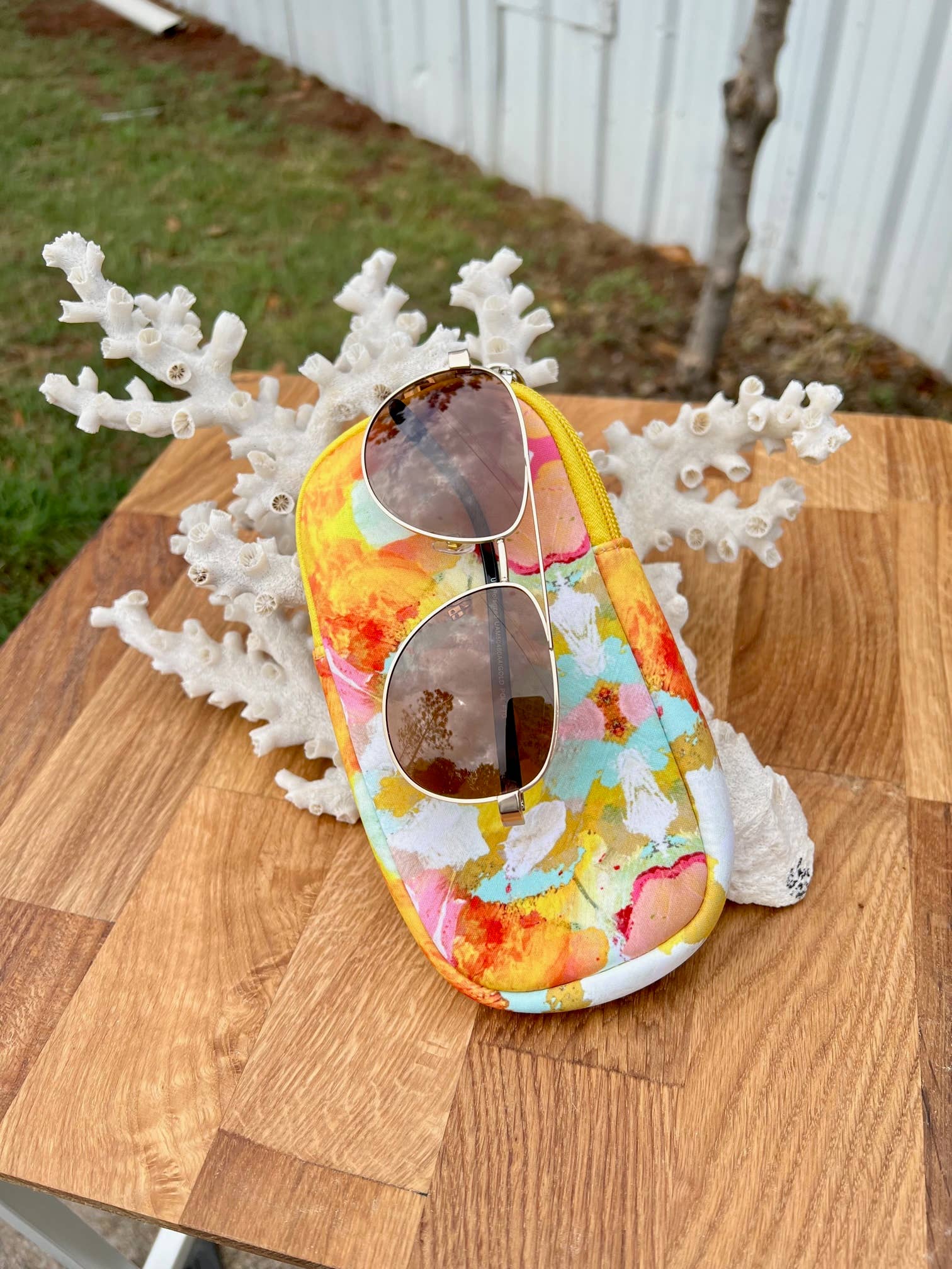 Laura Park Marigold Neoprene Sunglass Case Hoola Hoops Keller