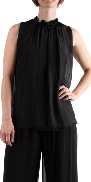 Buy black Gigi Moda Elegante Silk Sleeveless Top