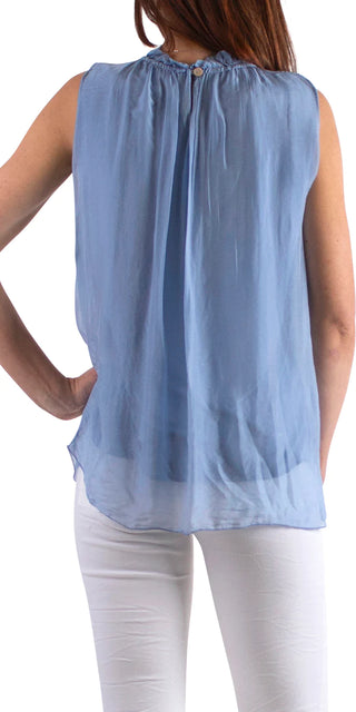 Buy blue Gigi Moda Elegante Silk Sleeveless Top