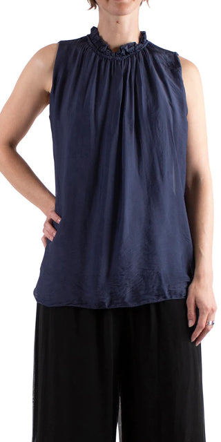 Buy navy Gigi Moda Elegante Silk Sleeveless Top