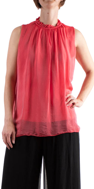 Buy red Gigi Moda Elegante Silk Sleeveless Top