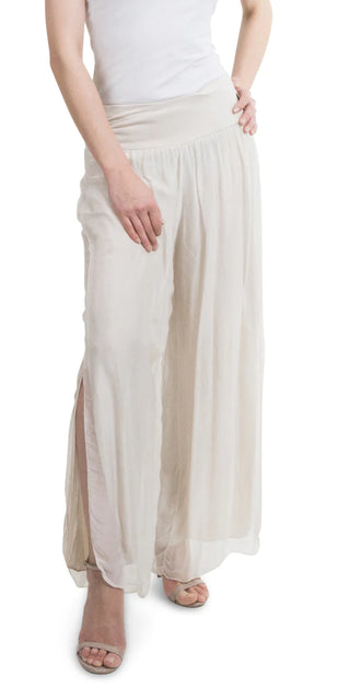 Buy cream Gigi Moda Jasmin Slit Silk Pant
