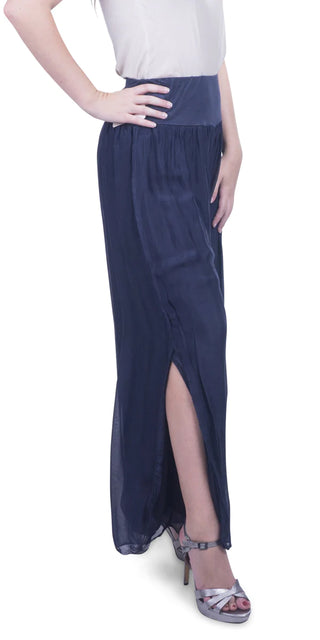 Buy navy Gigi Moda Jasmin Slit Silk Pant