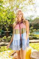 Queen of Sparkles Plaid Sleeveless Sequin Tier Dress