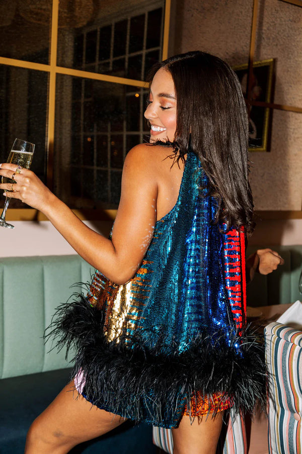 Queen of Sparkles Sequin Feather Tank
