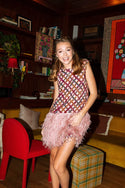 Queen of Sparkles Light Pink Diamond Feather Dress