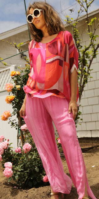 Buy hot-pink Gigi Moda Jasmin Slit Silk Pant