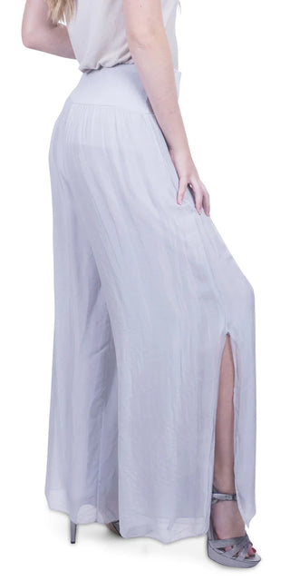 Buy dove-gray Gigi Moda Jasmin Slit Silk Pant